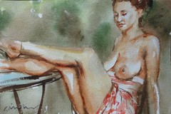 GERRY MILLER. Watercolour „Nudes“. No frame. 19x28cm.
