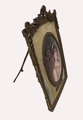 19th Century Portrait Miniature of a Woman in a French Bronze Dore Frame