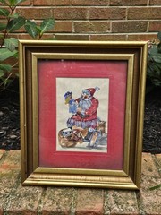 Original Water Color Painting Santa & Toys, Framed, Cheryl Garner The Shaker Box