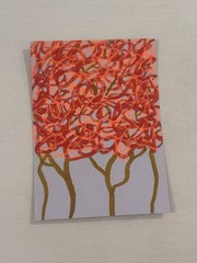 ACEO Watercolor Paper Acrylic Painting Original Mini Art ATC Title Fall Season