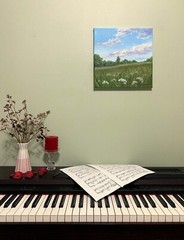 Original Country Landscape Oil Painting Meadow Wild Flowers Rural Field Wall Art