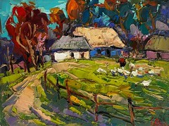Oil Painting Warm Rural Street Oksana Ivanyuk Unframed Original nAAA4682