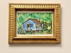 RARE Vintage ORIGINAL 1980s M Bouvet Mini SIGNED Caribbean Creole Cottage FRAMED