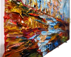ORIGINAL█OIL PAINTING█IMPRESSIONIST ART█NATURE LANDSCAPE ABSTRACT DECO█POP OCEAN