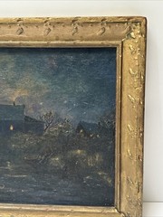 MOON LIGHT LIT PAINTING NOCTURNAL COASTAL NAUTICAL 19TH TO 20TH CENTURY MYSTERY