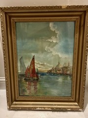 Van Turcum Venetian Sailboats Oil Painting Realism Contemporary Signed Framed