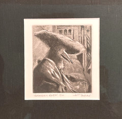 Anne Belov „Vermeer’s Raven“ 15/100 Etching Raven Art Framed