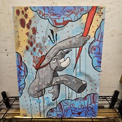 Scribe D Ross Original „Leap Of Faith“ signed graffiti Rhino Kansas City Art
