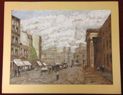 1910s Watercolor Gouache PLYMOUTH DEVON UK STREET SCENE Signed LOT Theatre Royal