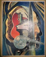 Original Dirk Van Driest Oil On Board “Evolution Of Mankind” 14”x18” – Taos, NM