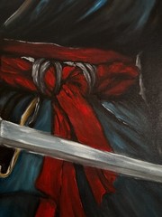 Samurai Painting Japan Man Original Art Warrior Artwork Japan Wall Art Large Art