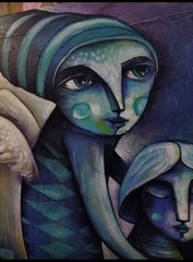 Acrylic/Canvas Carlos Cesar cuban Beautifull Art 100x80cm T:Escapadita nocturna