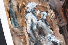ORIGINAL PAINTING WATERCOLOR ITALY CITY SCENE FLORENCE PIAZZA SIGNORIA 11×13 in