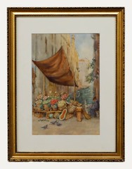 Italian School Early 20th Century Watercolour – Venice Canal Market