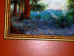 GORGEOUS Original Bluebonnet Landscape Bird Sky Blooming Yucca TX VINTAG Oil Art