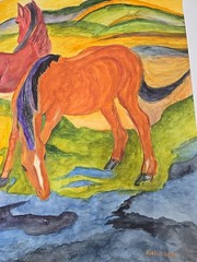 Watercolour Painting on Cardboard – Horses – Size 100cmx70cm by KÜHHIRT 2012 – No Frame