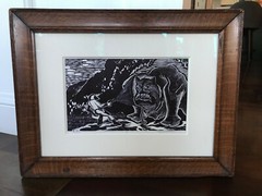 Vintage Mid Century Abstract Block Print Lithograph Space Age Sci Fi – Signed