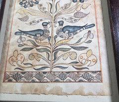 Joyce & Dennis Stephan PA Dutch Fraktur Style Folk Art Bird Floral Print Framed