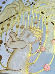 Watercolor Baby In His Hands Painting Bereavement Art Knit In The Womb Portrait