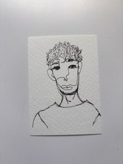 ACEO Watercolor Paper Acrylic Painting Original Mini Art ATC Title He Chilled.