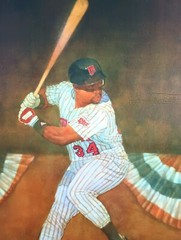 Kirby Puckett HOF 1991 World Series Oil On Gessoed Panel Painting Original Art