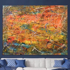 Pollock/Richter style￼ Professional Painting 81” X 62”(6ft 9in)Abstract Modern