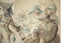 Beautiful Antique Dancing Bear Painting after Henry William Bunbury c. 1785 FINE
