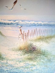 Unstretched Handpainted, Beach Scene 21×24 Inches