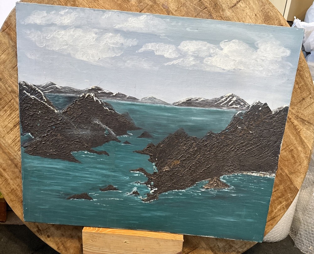 VTG Estate Original Acrylic Painting Coastal Scene abstract, contemporary 3D