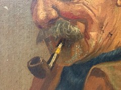 Charles Liebert (19th-20th) Portrait of a Sailor with a Pipe Brittany Pont Aven
