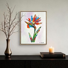 Original Tropical Flower Art 14×11 Canvas Abstract Expressionist Signed Painting