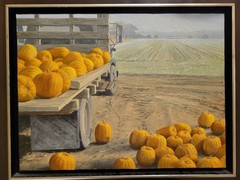 Joseph Reboli Original Oil Painting „Pumpkin Truck“ „Fall Green & Orange“