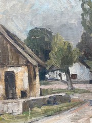 Impressionist Painting Johannes Britze 1895-1960 Denmark Village Landscape