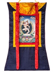 MACHIG LABDRON DIGITAL/ GICLEE PRINT TIBETAN THANGKA PAINTING WITH SILK BROCADE