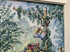 J. Carson Garden Landscape Original Painting Colorful Flowers Framed 18″x15″