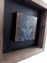 Original OOAK Painting: 6×6 Inches Small Artwork Miniature Black Red