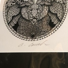 hand-signed owl art print autographed by artist April Couch mandala style