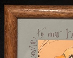 Vintage Mixed Media Print Calligraphy Watercolor Painting Bird Poem Welcome Home