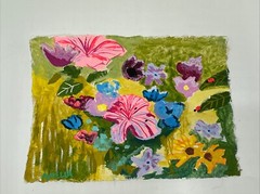 Original Art Floral Painting OOAK World Inside 6×8 Dreamscape Garden Flower