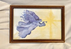 *VINTAGE* “Archangel” Watercolor By „Linder“ – 9 1/2 X 6 1/4