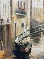 Hungryartist -Original Oil Painting of Venice Canal 24×36 Framed