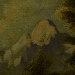 Ca 1850-1900 Old painting Pre-Alpine landscape, oil 27.2×22 in