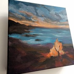 Landscape Original Painting On Canvas 6 X 6 Inches
