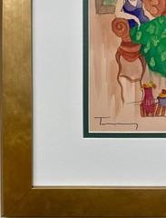 Itzak Tarkay „Lounging“ Watercolor on Etching Signed Framed Art