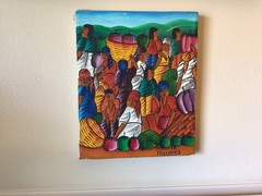Vintage Haitian Market Scene Hand painted On Canvas by Laurent Casimir 8” X 10”
