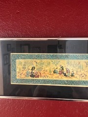 Persian Court Scene Framed VGC 20″ x 9″