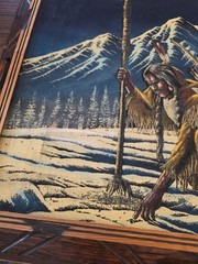 Vtg Indian Velvet Painting Made In Mexico Mountains Majesty Tracking
