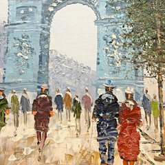 Arc de Triomphe Original Caroline Burnett Oil Painting Signed Framed Vintage