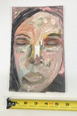 Woman Portrait Painting Original Dark Painterly Naive Wall Art Miz Katie