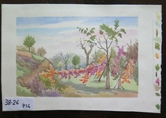 Old Painting Watercolor Landscape Emilia Countryside 38×26 CM P14